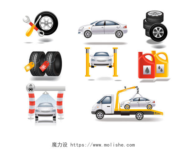 简约货车轮胎汽油UI矢量服务图标素材